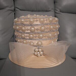 Beautiful Pearl hat with matching clutch purse